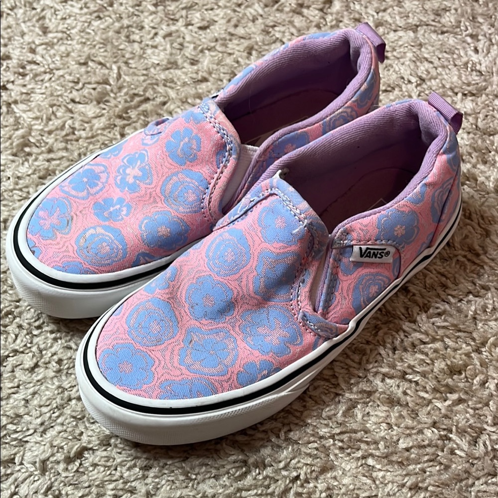 Vans Kids Slip-On Shoes - Pink and Purple Floral